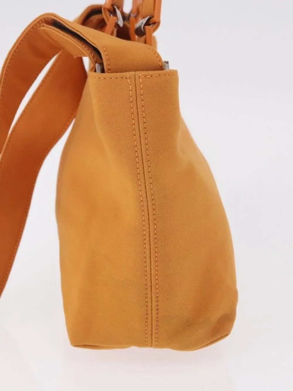 Salvatore Ferragamo Vala Hand Bag Canvas 2way Orange Silver Auth BA13480